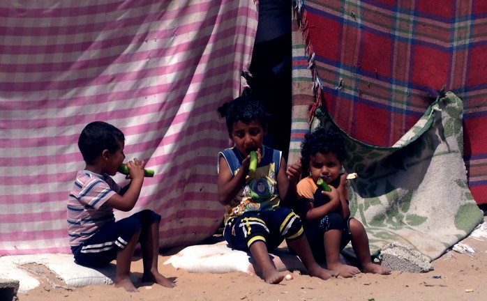أقمشة وكرتون.. مأوى عائلتين تقطعت بهما السبل في غزة