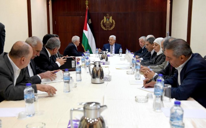 الرئيس محمود عباس ،أثناء اجتماع اللجنة المركزية