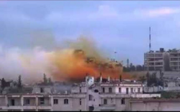 صورة أرشيفية لإنفجار في أحد احياء حلب