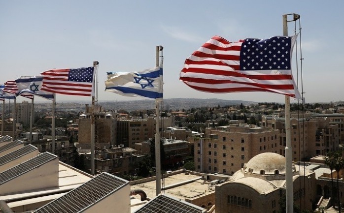 الأعلام الأمريكية والإسرائيلية فوق فندق الملك داود، استعدادًا لزيارة الرئيس الأمريكي ترامب لإسرائيل في القدس 17 مايو 2017