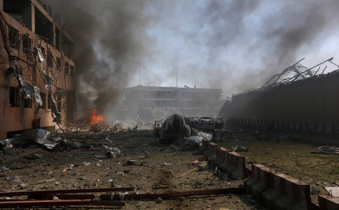 مكان التفجير الذي وقع بالقرب من السفارتين الألمانية والهندية