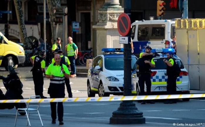 جانب من الهجوم الإرهابي على مدينة برشلونة الإسبانية