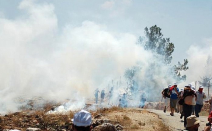 قوات الاحتلال تطلق قنابل الغاز السامة على المشاركين في مسيرة بلعين
