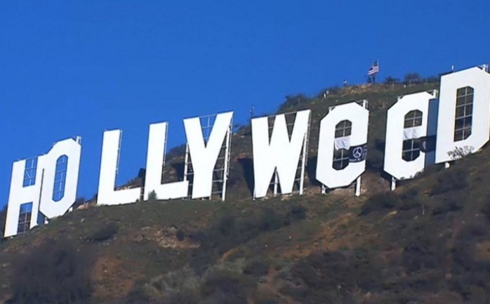 تم تغيير أحرف اللافتة المعلقة على تلة تطل على مركز السينما والتلفزيون في جنوب كاليفورنيا الليلة الماضية من "هوليوود" إلى "هوليوويد" تمجيدا لمخدر الماريوانا الذي يطلق عليه "ويد".

