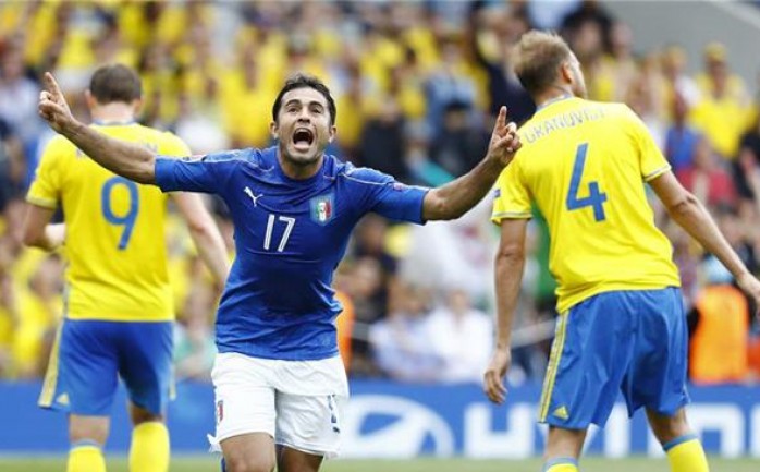 حجز المنتخب الإيطالي بطاقة العبور للدور المقبل من كأس الأمم الاوروبية "يورو 2016" المقامة حالياً في فرنسا، عقب تغلبه على نظيره السويدي بهدف قاتل في المباراة التي جمعتمها ضمن منافسات الجولة ال