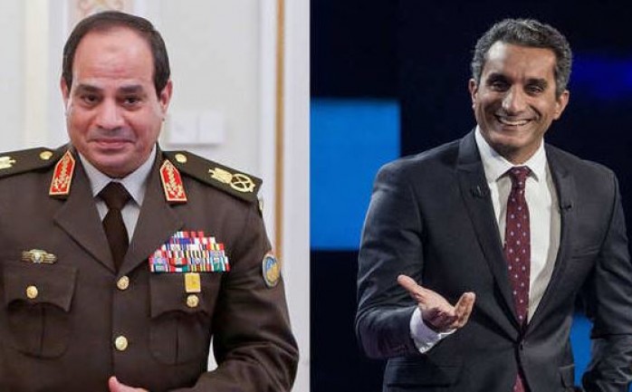 الإعلامي الساخر باسم يوسف يصف الرئيس المصري عبدالفتاح السيسي بالشخص الذي يطلق "كلابه" على البشر.