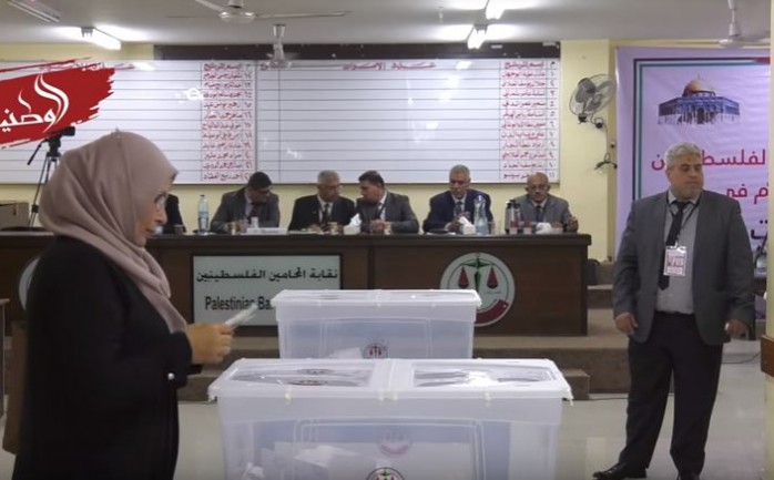 جانب من عملية الاقتراع في نقابة المحاميين بغزة