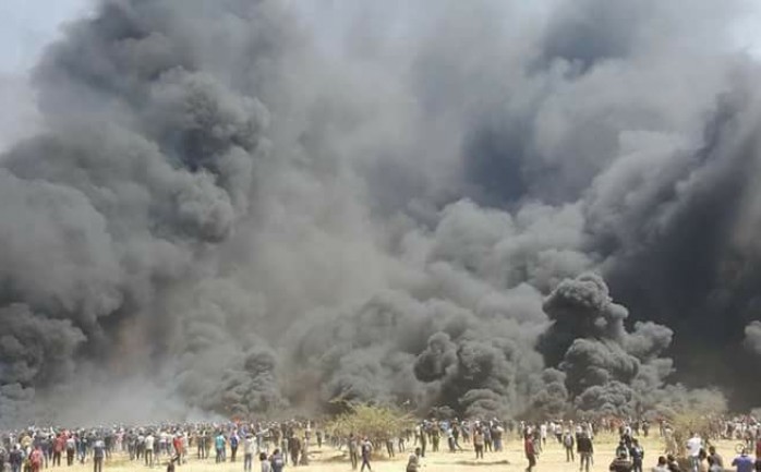 جانب من مواجهات جمعة الكاوشوك شرقي غزة