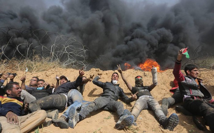 جانب من مواجهات جمعة الكاوشوك في غزة