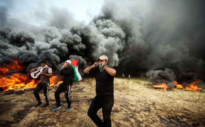 مواجهات بين الشبان وقوات الاحتلال شرق مدينة خانيونس جنوب قطاع غزة