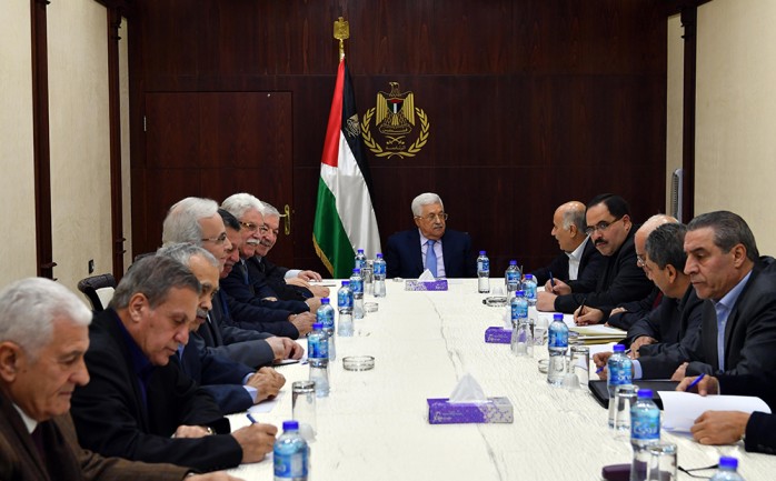 الرئيس محمود عباس، أثناء اجتماع اللجنة المركزية لحركة فتح