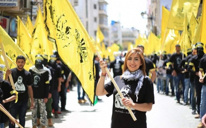 مهرجان سابق لحركة فتح في جامعة بيرزيت في مدينة رام الله وسط الضفة الغربية المحتلة.