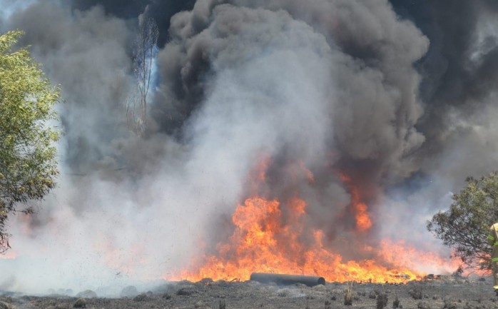 حريق في إحدى مستوطنات غلا ف غزة