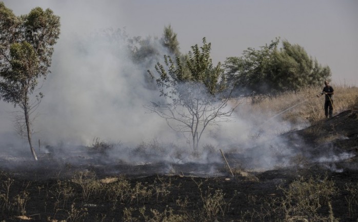 جانب من الحرائق في مستوطنات غلاف غزة