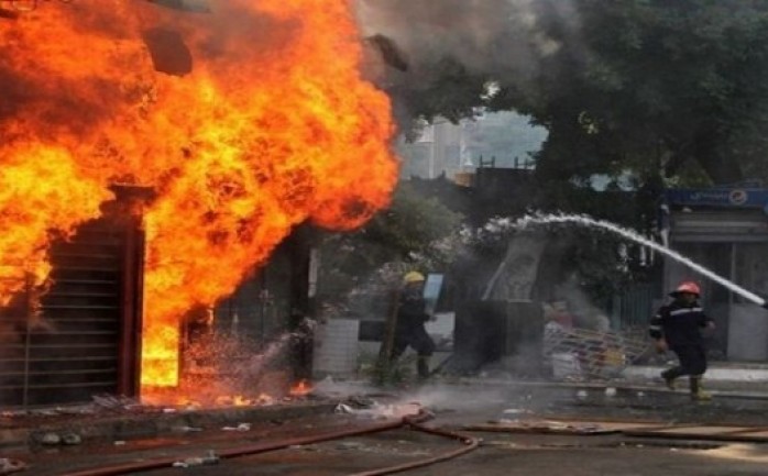 حريق سابق في سوق البسطات بحي الشجاعية
