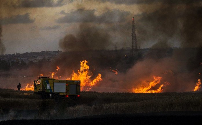 صورة لحريق سابق في المناطق الحدودية المحاذية لقطاع غزة