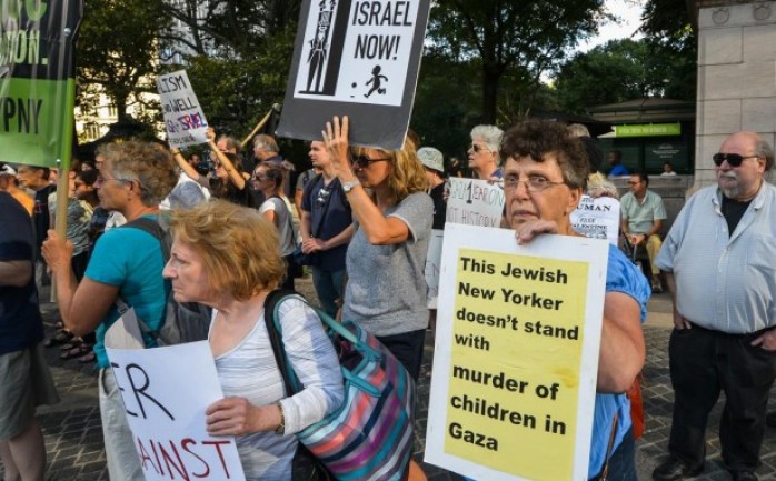 مظاهرة في نيويورك ضد قتل فلسطينيين في غزة عام 2015